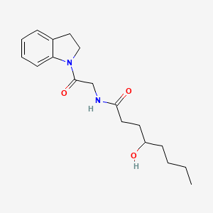 molecular formula C18H26N2O3 B7277997 N-[2-(2,3-dihydroindol-1-yl)-2-oxoethyl]-4-hydroxyoctanamide 