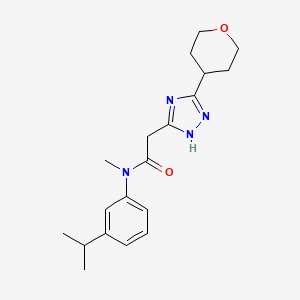 molecular formula C19H26N4O2 B7278009 N-methyl-2-[3-(oxan-4-yl)-1H-1,2,4-triazol-5-yl]-N-(3-propan-2-ylphenyl)acetamide 