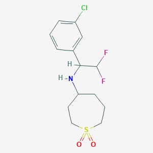 molecular formula C14H18ClF2NO2S B7278038 N-[1-(3-chlorophenyl)-2,2-difluoroethyl]-1,1-dioxothiepan-4-amine 