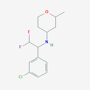 molecular formula C14H18ClF2NO B7278045 N-[1-(3-chlorophenyl)-2,2-difluoroethyl]-2-methyloxan-4-amine 