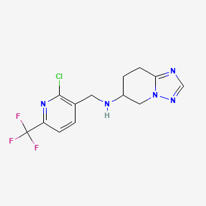 molecular formula C13H13ClF3N5 B7278051 N-[[2-chloro-6-(trifluoromethyl)pyridin-3-yl]methyl]-5,6,7,8-tetrahydro-[1,2,4]triazolo[1,5-a]pyridin-6-amine 