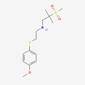 molecular formula C14H23NO3S2 B7278078 N-[2-(4-methoxyphenyl)sulfanylethyl]-2-methyl-2-methylsulfonylpropan-1-amine 