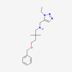 molecular formula C18H28N4O B7278088 N-[(3-ethyltriazol-4-yl)methyl]-2,2-dimethyl-4-phenylmethoxybutan-1-amine 