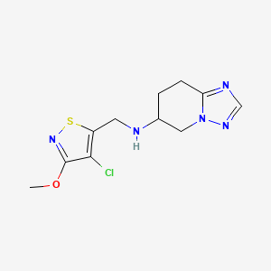 molecular formula C11H14ClN5OS B7278095 N-[(4-chloro-3-methoxy-1,2-thiazol-5-yl)methyl]-5,6,7,8-tetrahydro-[1,2,4]triazolo[1,5-a]pyridin-6-amine 