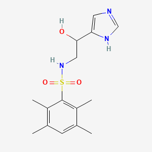 molecular formula C15H21N3O3S B7278105 N-[2-hydroxy-2-(1H-imidazol-5-yl)ethyl]-2,3,5,6-tetramethylbenzenesulfonamide 