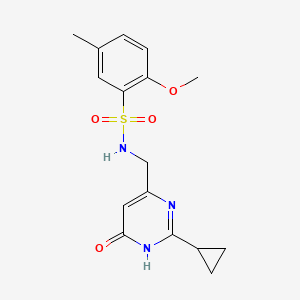 molecular formula C16H19N3O4S B7278208 N-[(2-cyclopropyl-6-oxo-1H-pyrimidin-4-yl)methyl]-2-methoxy-5-methylbenzenesulfonamide 