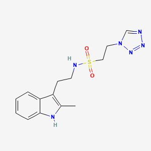 molecular formula C14H18N6O2S B7278254 N-[2-(2-methyl-1H-indol-3-yl)ethyl]-2-(tetrazol-1-yl)ethanesulfonamide 