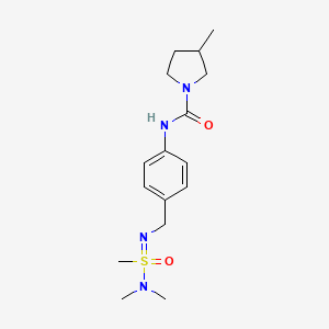 molecular formula C16H26N4O2S B7278327 N-[4-[[(dimethylamino-methyl-oxo-lambda6-sulfanylidene)amino]methyl]phenyl]-3-methylpyrrolidine-1-carboxamide 
