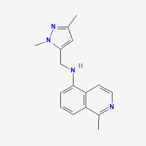 molecular formula C16H18N4 B7278399 N-[(2,5-dimethylpyrazol-3-yl)methyl]-1-methylisoquinolin-5-amine 