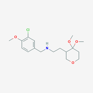 molecular formula C17H26ClNO4 B7278410 N-[(3-chloro-4-methoxyphenyl)methyl]-2-(4,4-dimethoxyoxan-3-yl)ethanamine 