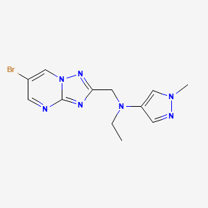 molecular formula C12H14BrN7 B7278490 N-[(6-bromo-[1,2,4]triazolo[1,5-a]pyrimidin-2-yl)methyl]-N-ethyl-1-methylpyrazol-4-amine 
