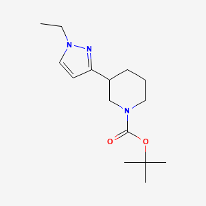 molecular formula C15H25N3O2 B7278555 Tert-butyl 3-(1-ethylpyrazol-3-yl)piperidine-1-carboxylate 