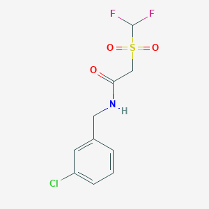 molecular formula C10H10ClF2NO3S B7278950 N-[(3-chlorophenyl)methyl]-2-(difluoromethylsulfonyl)acetamide 