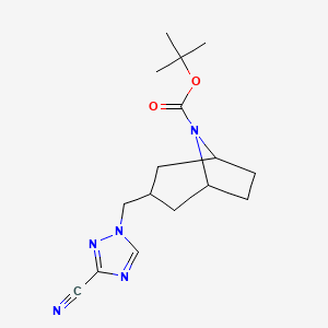 molecular formula C16H23N5O2 B7278978 Tert-butyl 3-[(3-cyano-1,2,4-triazol-1-yl)methyl]-8-azabicyclo[3.2.1]octane-8-carboxylate 