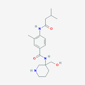 molecular formula C19H29N3O3 B7279147 N-[3-(hydroxymethyl)piperidin-3-yl]-3-methyl-4-(3-methylbutanoylamino)benzamide 