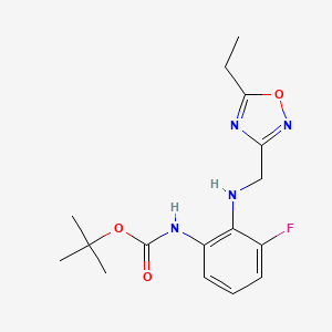 molecular formula C16H21FN4O3 B7279180 tert-butyl N-[2-[(5-ethyl-1,2,4-oxadiazol-3-yl)methylamino]-3-fluorophenyl]carbamate 