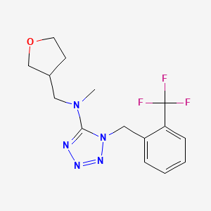 molecular formula C15H18F3N5O B7279353 N-methyl-N-(oxolan-3-ylmethyl)-1-[[2-(trifluoromethyl)phenyl]methyl]tetrazol-5-amine 
