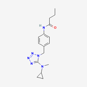 molecular formula C16H22N6O B7279407 N-[4-[[5-[cyclopropyl(methyl)amino]tetrazol-1-yl]methyl]phenyl]butanamide 