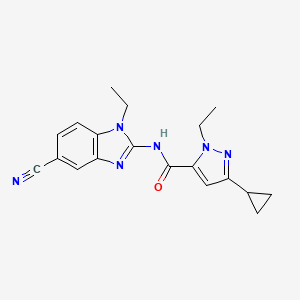 molecular formula C19H20N6O B7279548 N-(5-cyano-1-ethylbenzimidazol-2-yl)-5-cyclopropyl-2-ethylpyrazole-3-carboxamide 