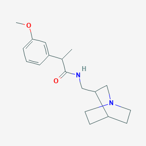 molecular formula C18H26N2O2 B7279614 N-(1-azabicyclo[2.2.2]octan-3-ylmethyl)-2-(3-methoxyphenyl)propanamide 