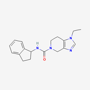 molecular formula C18H22N4O B7279622 N-(2,3-dihydro-1H-inden-1-yl)-1-ethyl-6,7-dihydro-4H-imidazo[4,5-c]pyridine-5-carboxamide 