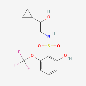 molecular formula C12H14F3NO5S B7279623 N-(2-cyclopropyl-2-hydroxyethyl)-2-hydroxy-6-(trifluoromethoxy)benzenesulfonamide 