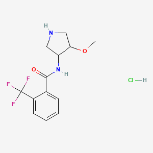 molecular formula C13H16ClF3N2O2 B7279690 N-(4-methoxypyrrolidin-3-yl)-2-(trifluoromethyl)benzamide;hydrochloride 