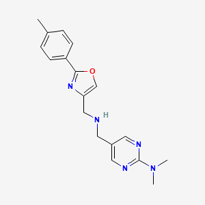 molecular formula C18H21N5O B7279710 N,N-dimethyl-5-[[[2-(4-methylphenyl)-1,3-oxazol-4-yl]methylamino]methyl]pyrimidin-2-amine 