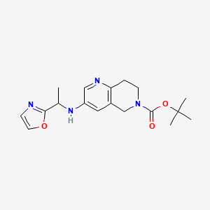 molecular formula C18H24N4O3 B7279810 tert-butyl 3-[1-(1,3-oxazol-2-yl)ethylamino]-7,8-dihydro-5H-1,6-naphthyridine-6-carboxylate 