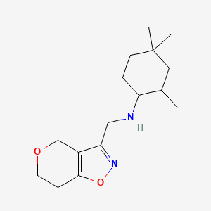 molecular formula C16H26N2O2 B7280171 N-(6,7-dihydro-4H-pyrano[3,4-d][1,2]oxazol-3-ylmethyl)-2,4,4-trimethylcyclohexan-1-amine 