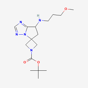 molecular formula C16H27N5O3 B7280182 Tert-butyl 7-(3-methoxypropylamino)spiro[6,7-dihydropyrrolo[1,2-b][1,2,4]triazole-5,3'-azetidine]-1'-carboxylate 