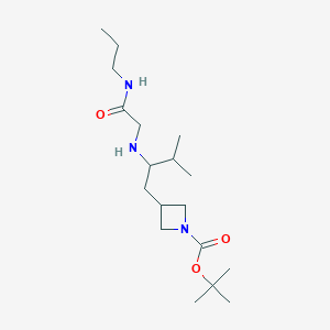 molecular formula C18H35N3O3 B7280224 Tert-butyl 3-[3-methyl-2-[[2-oxo-2-(propylamino)ethyl]amino]butyl]azetidine-1-carboxylate 