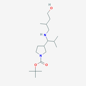 molecular formula C18H36N2O3 B7280245 Tert-butyl 3-[1-[(4-hydroxy-2-methylbutyl)amino]-2-methylpropyl]pyrrolidine-1-carboxylate 
