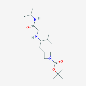 molecular formula C18H35N3O3 B7280259 Tert-butyl 3-[3-methyl-2-[[2-oxo-2-(propan-2-ylamino)ethyl]amino]butyl]azetidine-1-carboxylate 