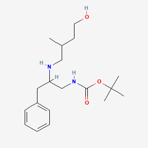molecular formula C19H32N2O3 B7280289 tert-butyl N-[2-[(4-hydroxy-2-methylbutyl)amino]-3-phenylpropyl]carbamate 