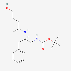 molecular formula C19H32N2O3 B7280309 tert-butyl N-[2-(5-hydroxypentan-2-ylamino)-3-phenylpropyl]carbamate 