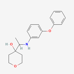 molecular formula C19H23NO3 B7280401 4-[1-(3-Phenoxyanilino)ethyl]oxan-4-ol 
