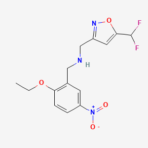 molecular formula C14H15F2N3O4 B7280429 N-[[5-(difluoromethyl)-1,2-oxazol-3-yl]methyl]-1-(2-ethoxy-5-nitrophenyl)methanamine 