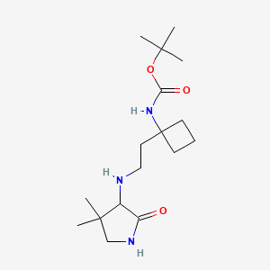 molecular formula C17H31N3O3 B7280454 tert-butyl N-[1-[2-[(4,4-dimethyl-2-oxopyrrolidin-3-yl)amino]ethyl]cyclobutyl]carbamate 
