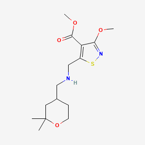 molecular formula C15H24N2O4S B7280479 Methyl 5-[[(2,2-dimethyloxan-4-yl)methylamino]methyl]-3-methoxy-1,2-thiazole-4-carboxylate 
