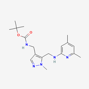 molecular formula C18H27N5O2 B7280511 tert-butyl N-[[5-[[(4,6-dimethylpyridin-2-yl)amino]methyl]-1-methylpyrazol-4-yl]methyl]carbamate 
