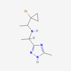 molecular formula C10H17BrN4 B7280531 N-[1-(1-bromocyclopropyl)ethyl]-1-(5-methyl-1H-1,2,4-triazol-3-yl)ethanamine 