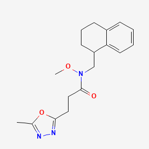 molecular formula C18H23N3O3 B7280544 N-methoxy-3-(5-methyl-1,3,4-oxadiazol-2-yl)-N-(1,2,3,4-tetrahydronaphthalen-1-ylmethyl)propanamide 