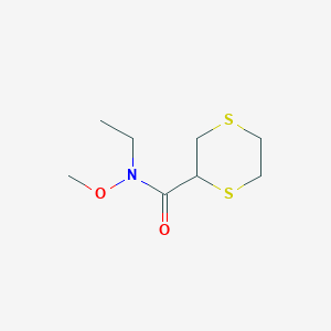 molecular formula C8H15NO2S2 B7280558 N-ethyl-N-methoxy-1,4-dithiane-2-carboxamide 