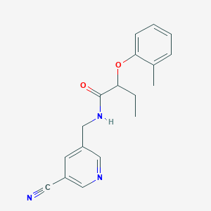 molecular formula C18H19N3O2 B7280646 N-[(5-cyanopyridin-3-yl)methyl]-2-(2-methylphenoxy)butanamide 
