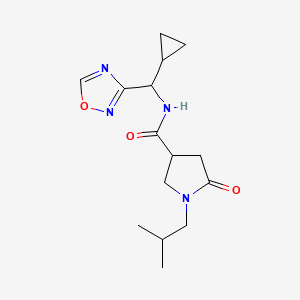 molecular formula C15H22N4O3 B7280780 N-[cyclopropyl(1,2,4-oxadiazol-3-yl)methyl]-1-(2-methylpropyl)-5-oxopyrrolidine-3-carboxamide 