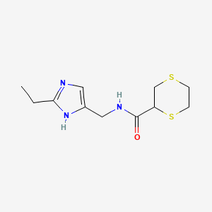 molecular formula C11H17N3OS2 B7280796 N-[(2-ethyl-1H-imidazol-5-yl)methyl]-1,4-dithiane-2-carboxamide 