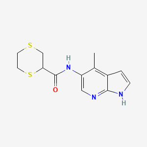 molecular formula C13H15N3OS2 B7280799 N-(4-methyl-1H-pyrrolo[2,3-b]pyridin-5-yl)-1,4-dithiane-2-carboxamide 