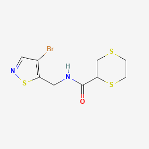 molecular formula C9H11BrN2OS3 B7280815 N-[(4-bromo-1,2-thiazol-5-yl)methyl]-1,4-dithiane-2-carboxamide 