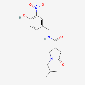 molecular formula C16H21N3O5 B7280838 N-[(4-hydroxy-3-nitrophenyl)methyl]-1-(2-methylpropyl)-5-oxopyrrolidine-3-carboxamide 